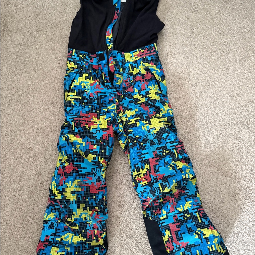 Spyder boys Mini Expedition Ski Bib in Digi Bug design